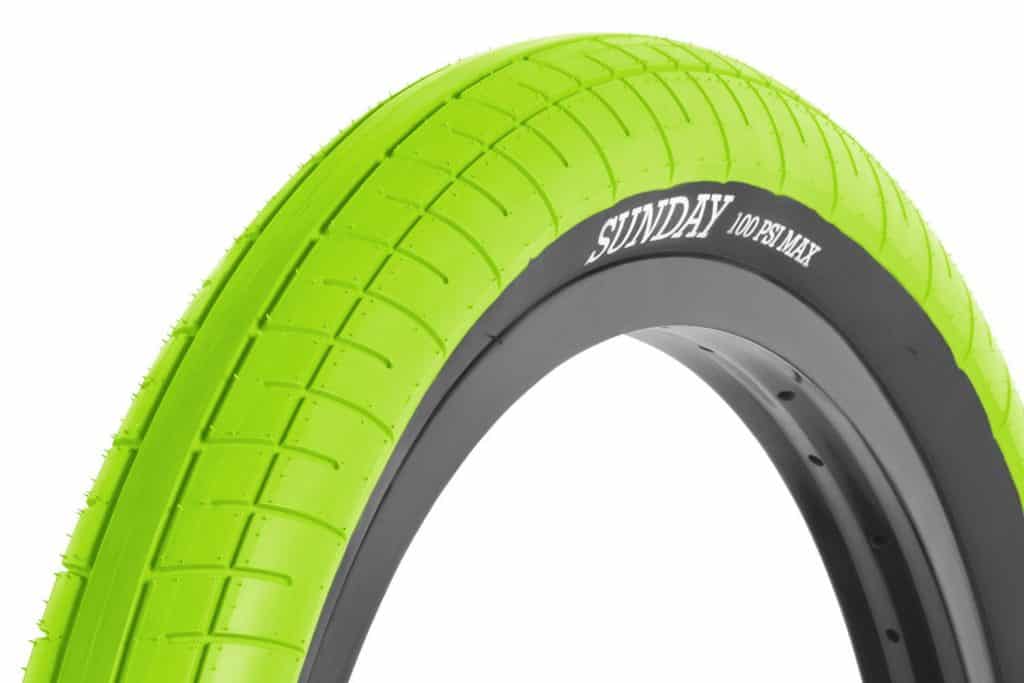 lime green tire close up