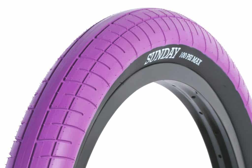 purple tire close up
